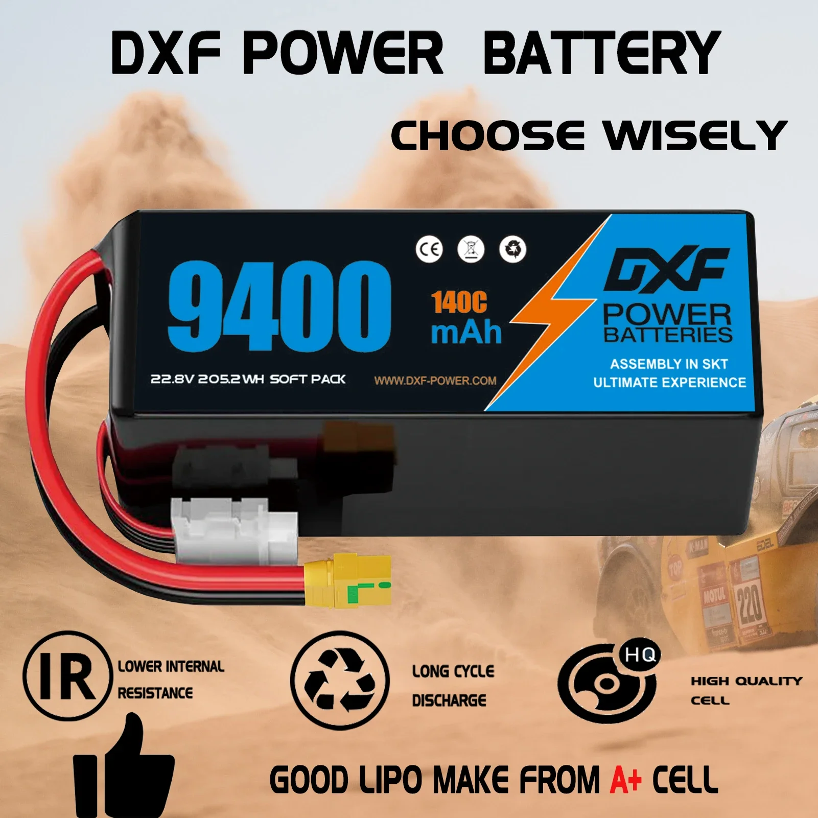 DXF 6Sリポバッテリー 22.8V 140C 9400m - 6S Lipo Battery 22.2V 5000Mah のレビューと価格